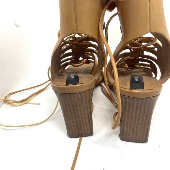 Matt Bernson Miro Heel Sandal Tan Leather Lace-up Front Closure size 9 - Picture 7 of 11